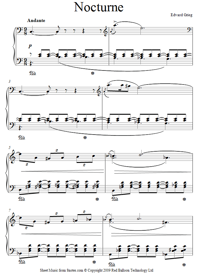 Grieg - Nocturne opus 54 no 4 sheet music for Piano Grieg - Nocturne opus 54 no 4 sheet music for Piano