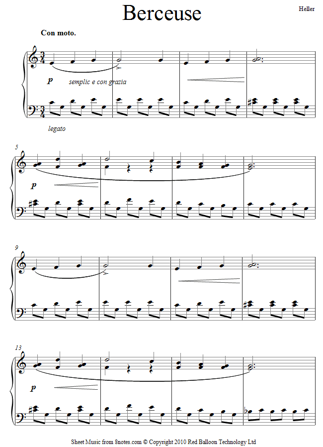 Stephen Heller - Berceuse sheet music for Piano Stephen Heller - Berceuse sheet music for Piano