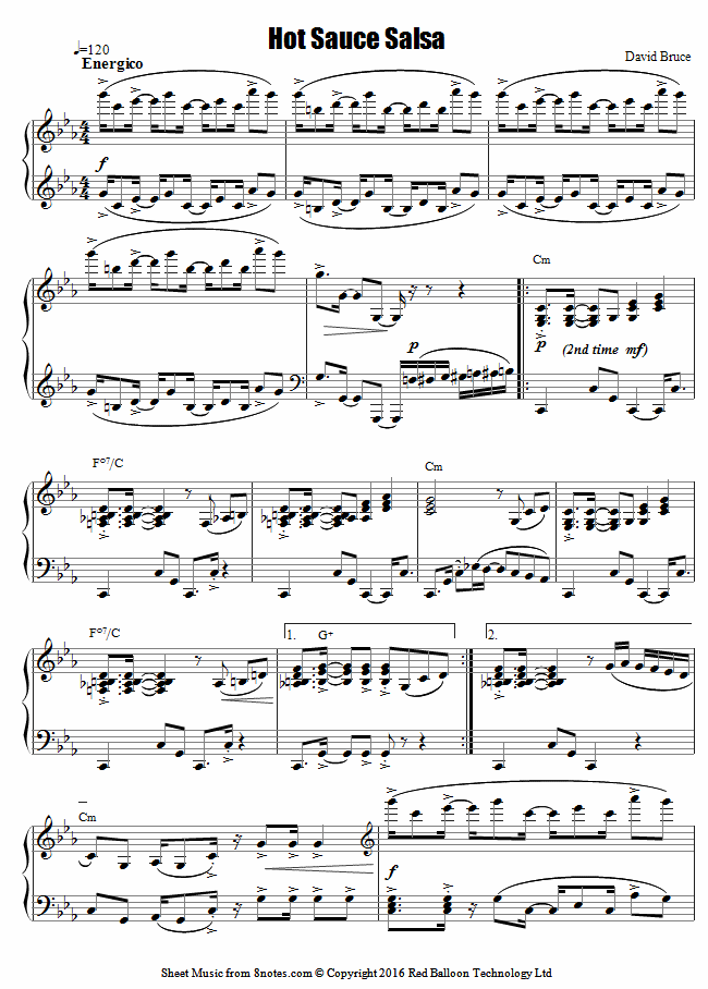 David Bruce Hot Sauce Salsa sheet music for Piano