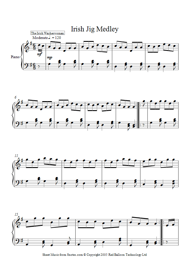 Irish Jig Medley sheet music for Piano Irish Jig Medley sheet music for Piano