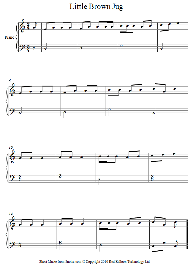 Little Brown Jug sheet music for Piano Little Brown Jug sheet music for Piano