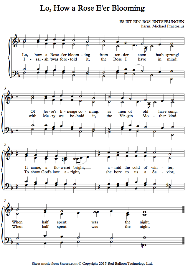 Lo, How a Rose E'er Blooming sheet music for Piano Lo, How a Rose E'er Blooming sheet music for Piano