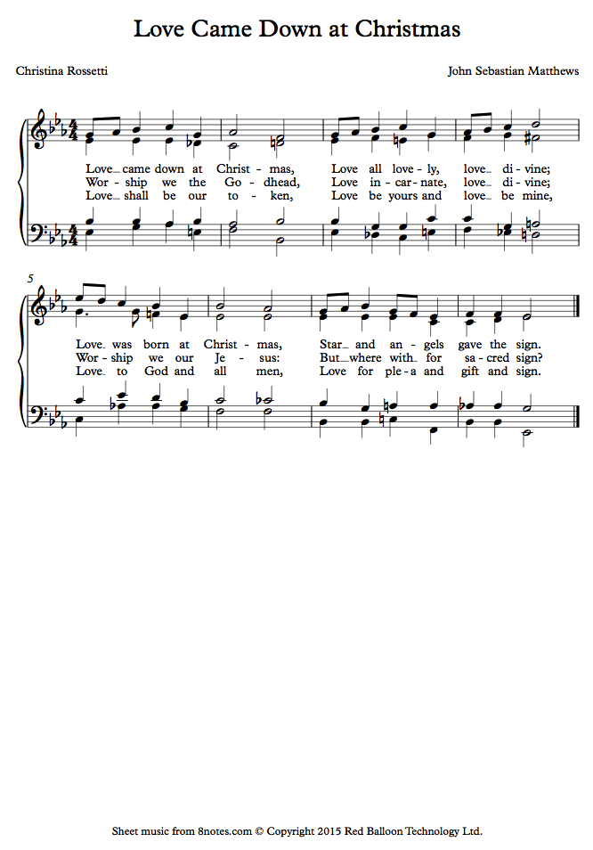 Matthews - Love Came Down at Christmas sheet music for Piano Matthews - Love Came Down at Christmas sheet music for Piano