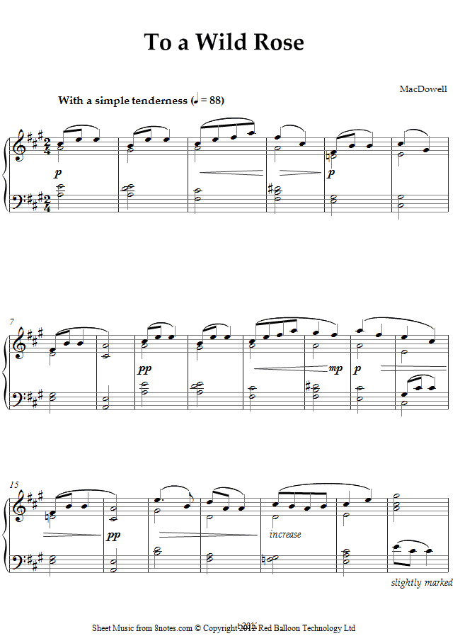 Macdowell - To a Wild Rose sheet music for Piano Macdowell - To a Wild Rose sheet music for Piano