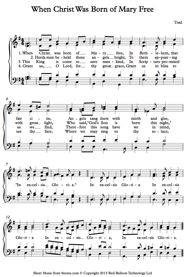 When Christ Was Born of Mary Free sheet music for Piano When Christ Was Born of Mary Free sheet music for Piano