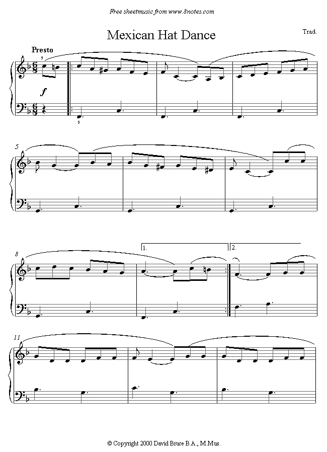 Mexican Hat Dance (Mexico) sheet music for Piano Mexican Hat Dance (Mexico) sheet music for Piano