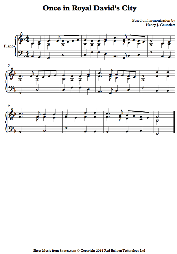 Once in Royal David's City (easy version) sheet music for Piano Once in Royal David's City (easy version) sheet music for Piano