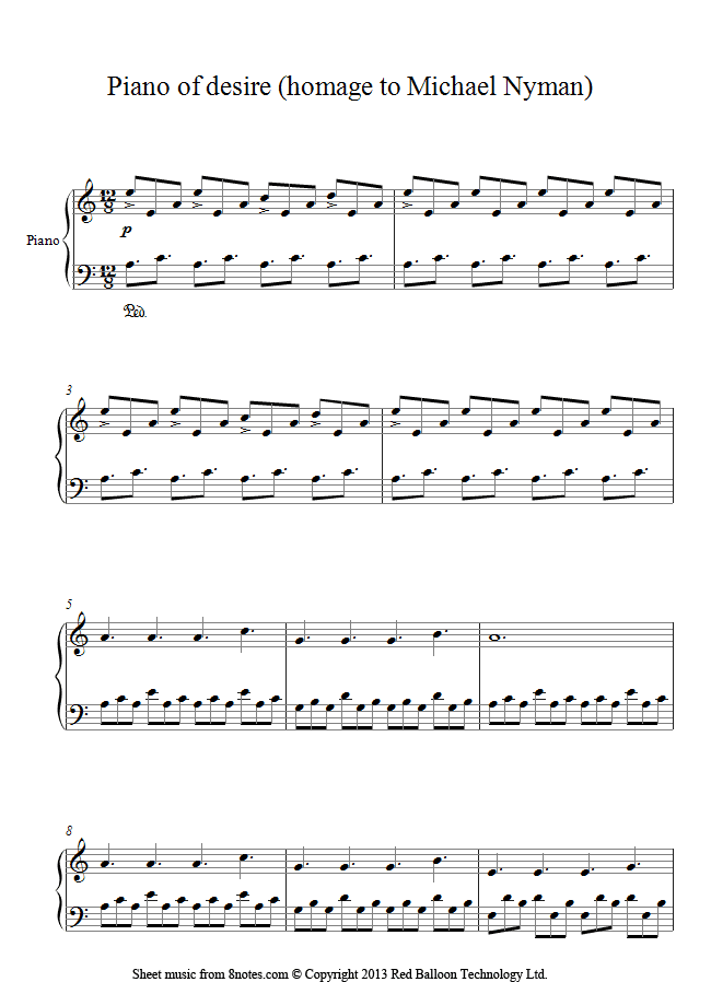 David Bruce - Piano of desire (homage to Michael Nyman) sheet music for Piano David Bruce - Piano of desire (homage to Michael Nyman) sheet music for Piano