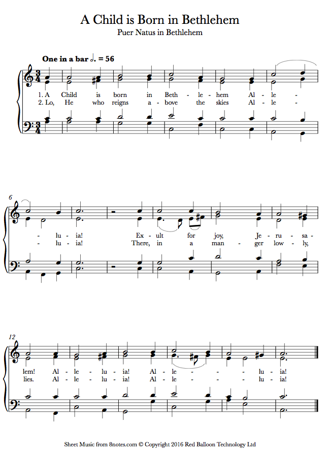 A Child is Born in Bethlehem sheet music for Piano A Child is Born in Bethlehem sheet music for Piano