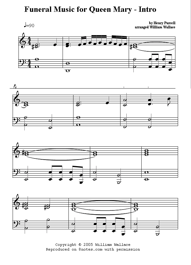 Purcell - Funeral Music for Queen Mary - Intro sheet music for Piano Purcell - Funeral Music for Queen Mary - Intro sheet music for Piano