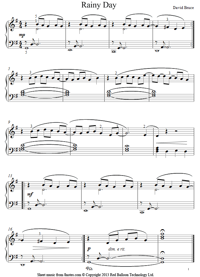 David Bruce - Rainy Day sheet music for Piano David Bruce - Rainy Day sheet music for Piano