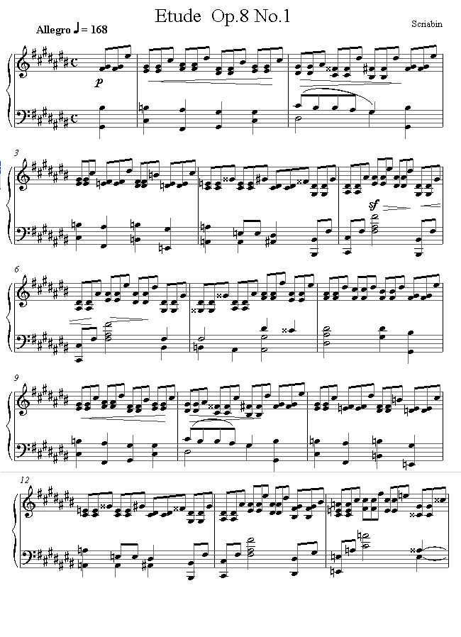 Scriabin - Etude Op.8 no.1 sheet music for Piano Scriabin - Etude Op.8 no.1 sheet music for Piano