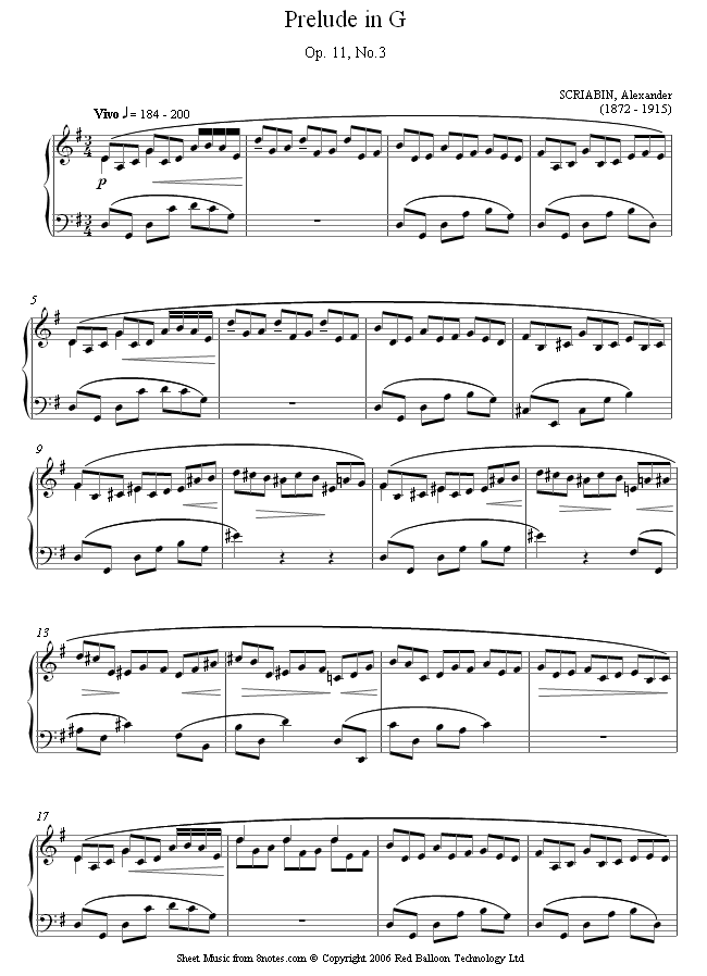 Scriabin - Prelude in E minor Op.11 no.3 sheet music for Piano Scriabin - Prelude in E minor Op.11 no.3 sheet music for Piano