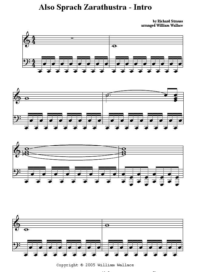 Strauss - Also Sprach Zarathustra - Intro (Easy Piano Version) sheet music for Piano Strauss - Also Sprach Zarathustra - Intro (Easy Piano Version) sheet music for Piano