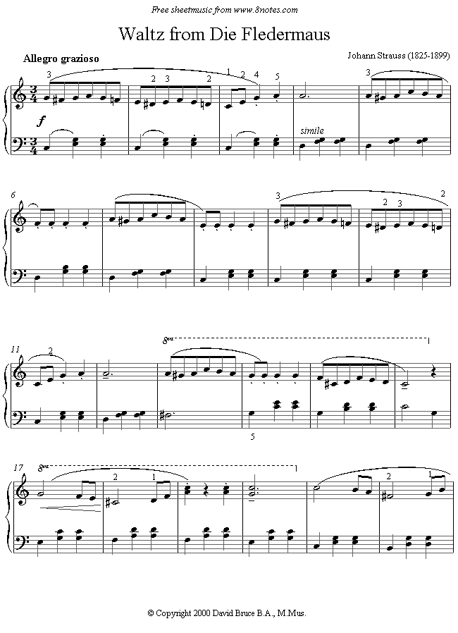 Strauss II - Waltz from Die Fledermaus sheet music for Piano Strauss II - Waltz from Die Fledermaus sheet music for Piano