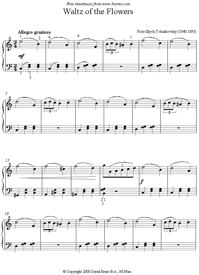 Tchaikovsky - Dance of the Flowers from the Nutcracker sheet music for Piano Tchaikovsky - Dance of the Flowers from the Nutcracker sheet music for Piano