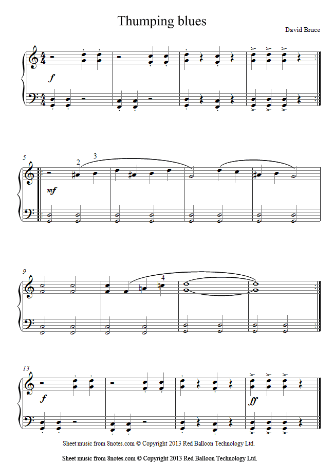 David Bruce - Thumping Blues sheet music for Piano David Bruce - Thumping Blues sheet music for Piano