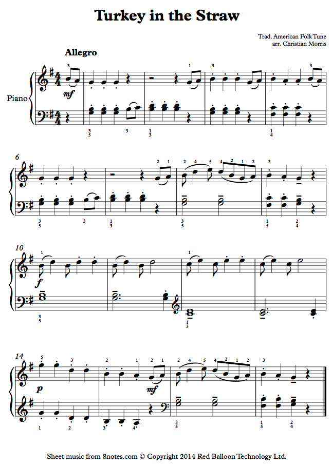 Free Printable Sheet Music Turkey In The Straw | turkey in the straw sheet music for piano 8notes com Free Printable Sheet Music Turkey In The Straw | turkey in the straw sheet music for piano 8notes com