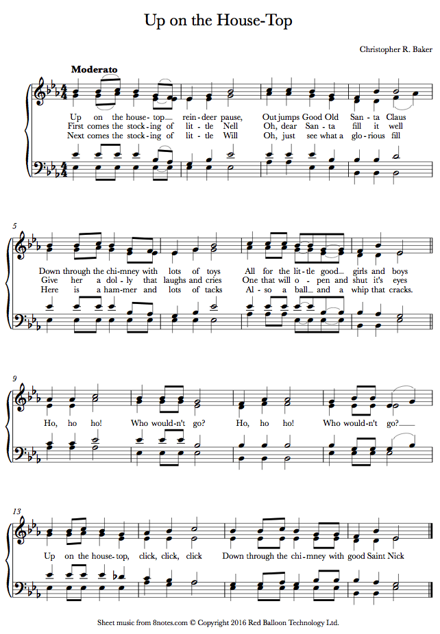 Up On The House-Top sheet music for Piano Up On The House-Top sheet music for Piano