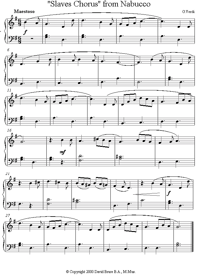 Verdi - Slaves Chorus from Nabucco sheet music for Piano Verdi - Slaves Chorus from Nabucco sheet music for Piano