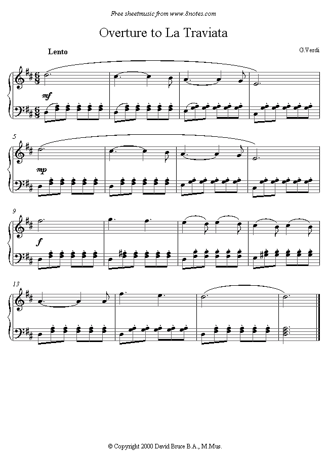 Verdi - Traviata Overture sheet music for Piano Verdi - Traviata Overture sheet music for Piano