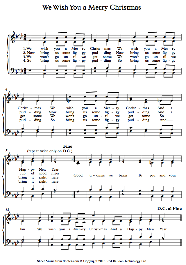 We Wish You a Merry Christmas sheet music for Piano We Wish You a Merry Christmas sheet music for Piano