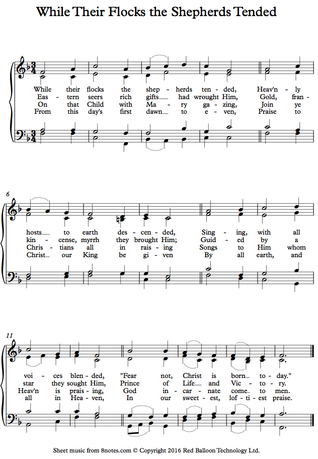 While Their Flocks the Shepherds Tended sheet music for Piano While Their Flocks the Shepherds Tended sheet music for Piano