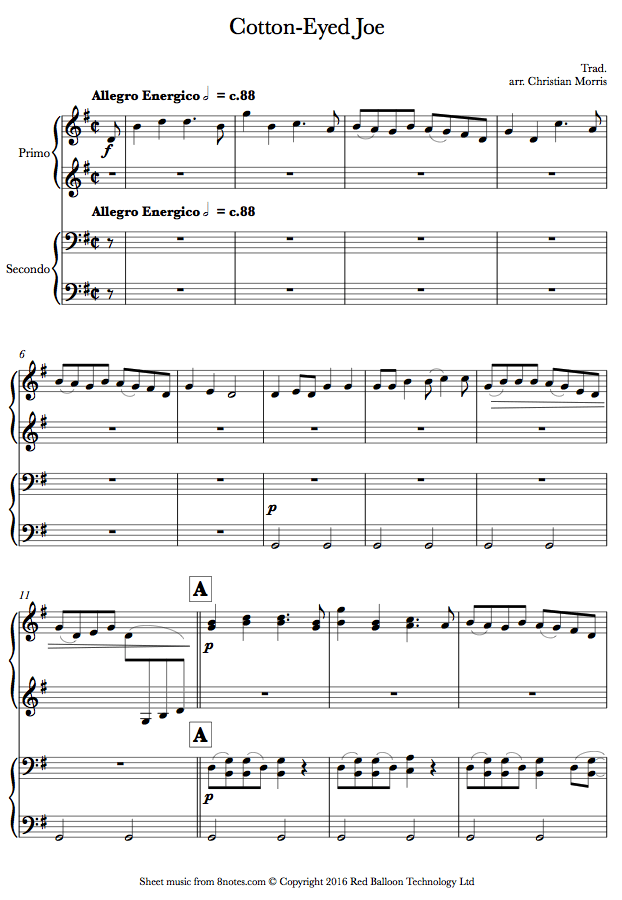 Cotton Eye Joe Sheet Music Piano at Debbie Cash blog