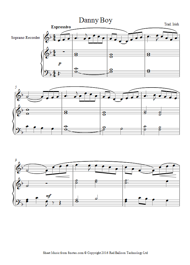Danny Boy sheet music for Recorder