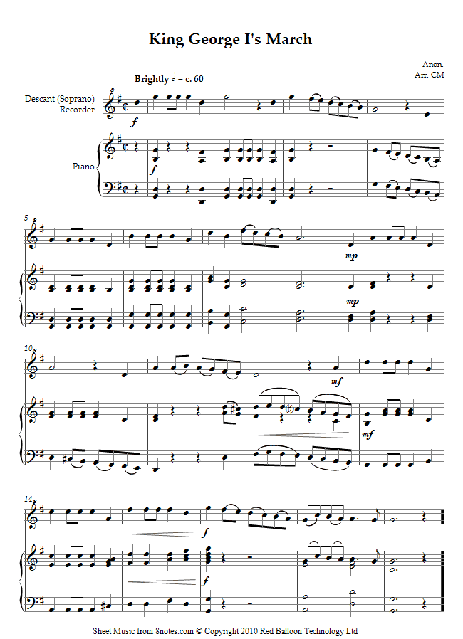 Handel - King George Is March sheet music for Recorder Handel - King George Is March sheet music for Recorder