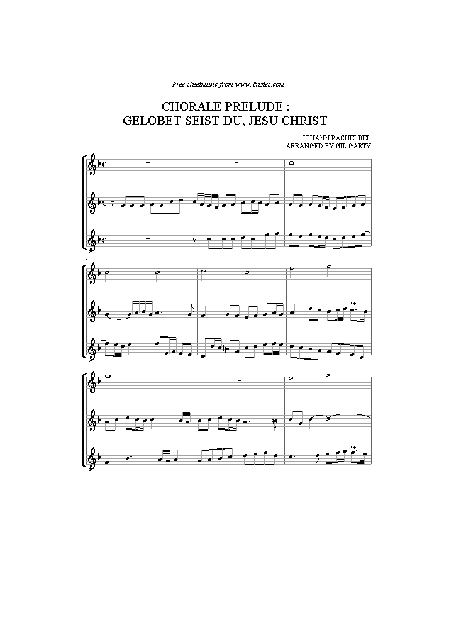 Pachelbel - GELOBET SEIST DU, JESU CHRIST (4 recorders) sheet music for Recorder Ensemble Pachelbel - GELOBET SEIST DU, JESU CHRIST (4 recorders) sheet music for Recorder Ensemble