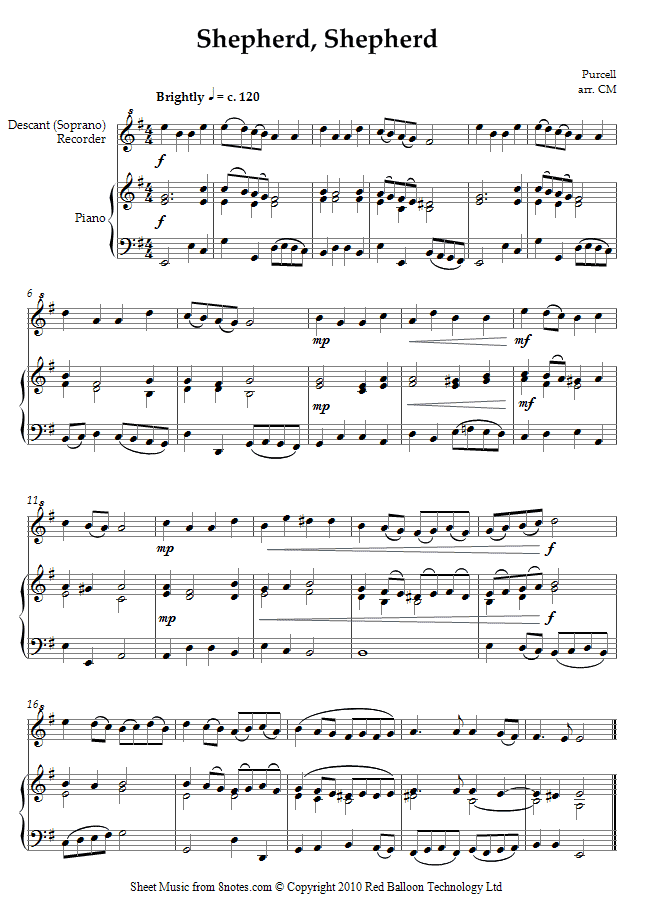 Purcell - Shepherd,shepherd sheet music for Recorder Purcell - Shepherd,shepherd sheet music for Recorder