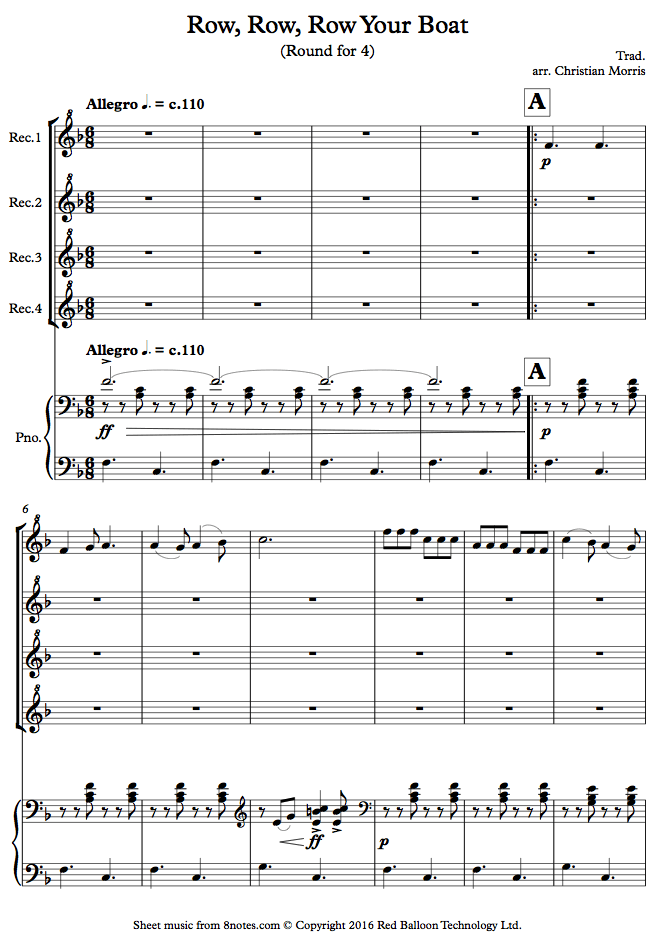 row row your boat chords piano row row row your boat sheet music for recorder quartet row row your boat chords piano row row row your boat sheet music for recorder quartet