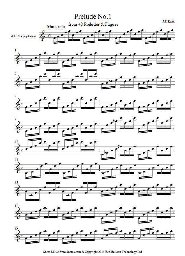 Bach Prelude No.1 from 48 Preludes and Fugues sheet music for