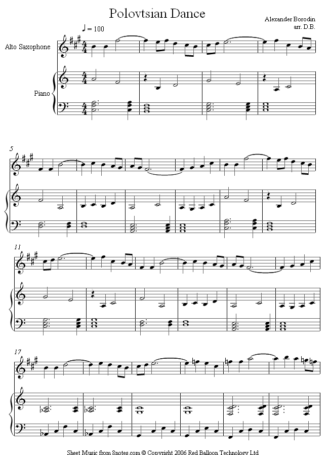 Borodin - Polovtsian Dance (Alto) sheet music for Saxophone Borodin - Polovtsian Dance (Alto) sheet music for Saxophone