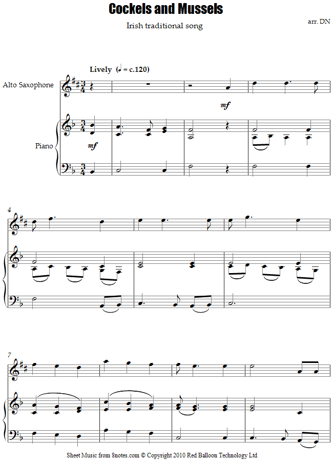 Cockels and Mussels sheet music for Saxophone Cockels and Mussels sheet music for Saxophone