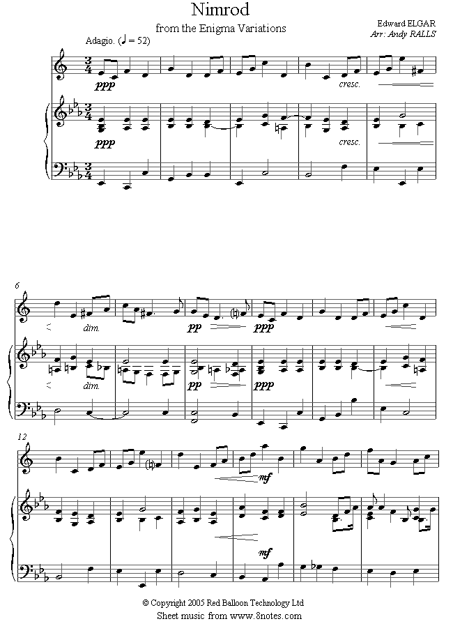 Elgar - Nimrod from Enigma Variations sheet music for Saxophone Elgar - Nimrod from Enigma Variations sheet music for Saxophone