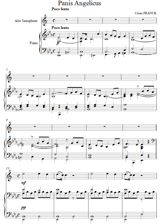 Franck - Panis Angelicus sheet music for Saxophone Franck - Panis Angelicus sheet music for Saxophone