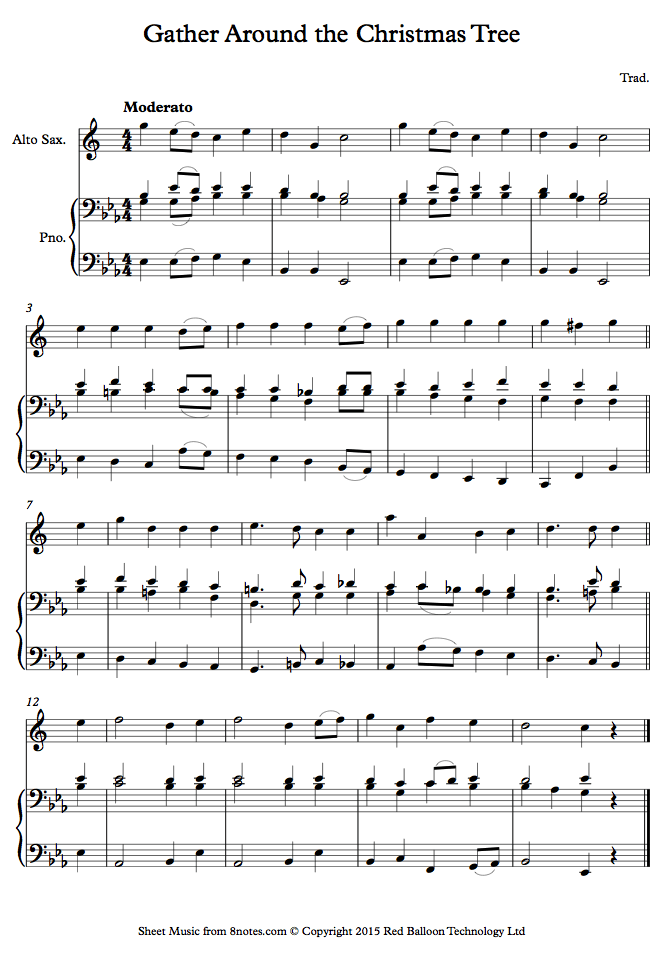 gather around the christmas tree sheet music for saxophone gather around the christmas tree sheet music for saxophone