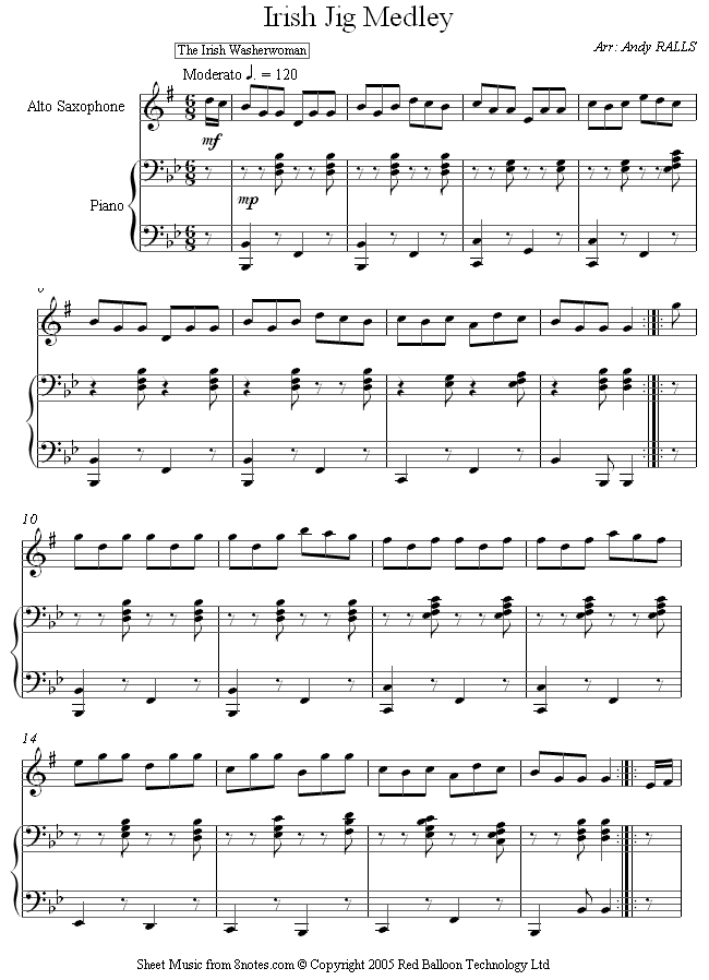 Irish Jig Medley sheet music for Saxophone Irish Jig Medley sheet music for Saxophone