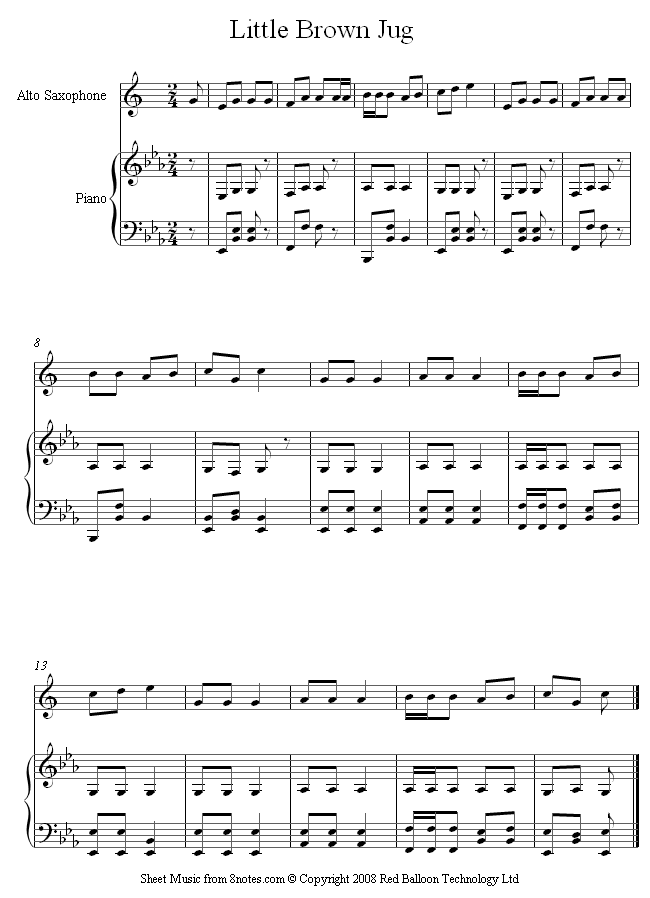 Little Brown Jug sheet music for Saxophone Little Brown Jug sheet music for Saxophone