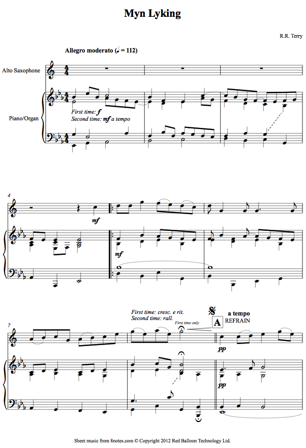 Terry - Myn Lyking sheet music for Saxophone Terry - Myn Lyking sheet music for Saxophone