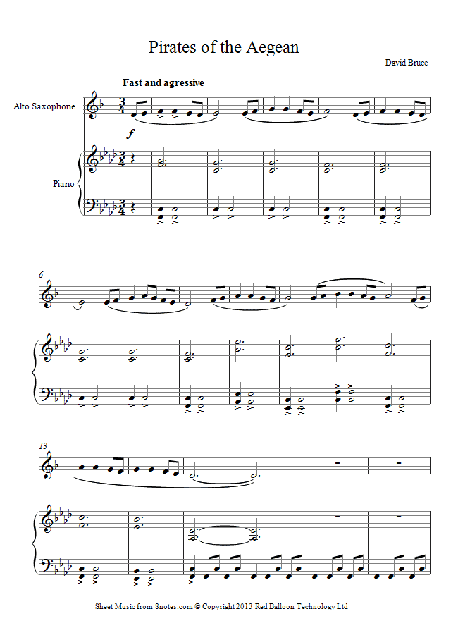 David Bruce - Pirates of the Aegean sheet music for Saxophone David Bruce - Pirates of the Aegean sheet music for Saxophone