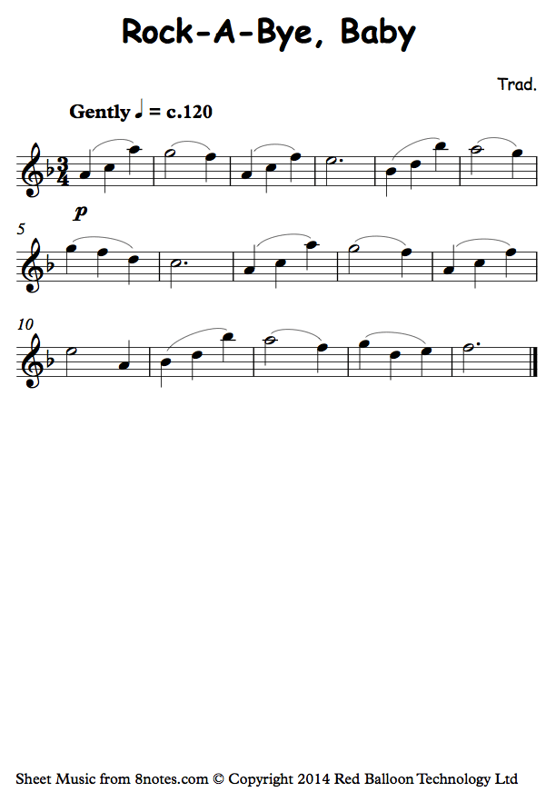 RockABye, Baby sheet music for Saxophone