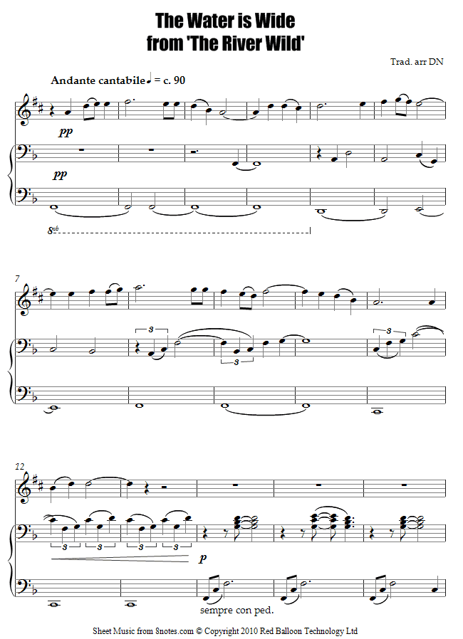 The Water is Wide theme from the film The River Wild sheet music for Saxophone The Water is Wide theme from the film The River Wild sheet music for Saxophone