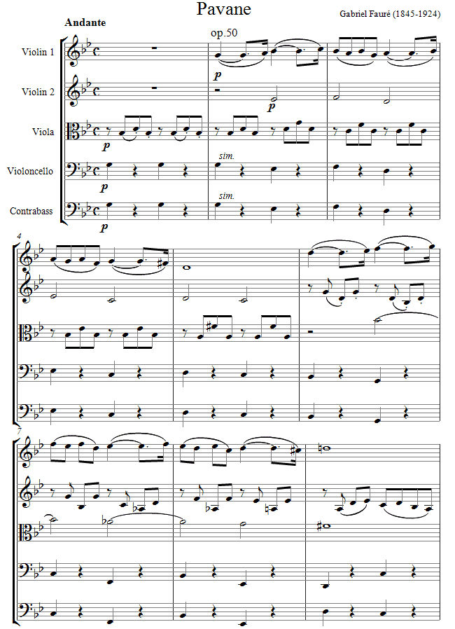 Fauré - Pavane sheet music for String Ensemble Fauré - Pavane sheet music for String Ensemble