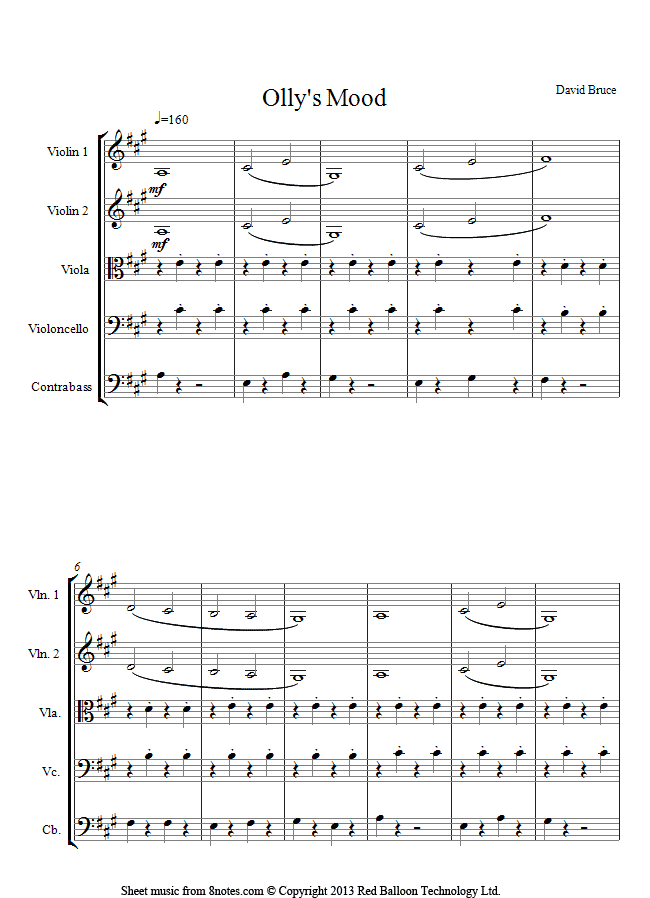 David Bruce - Ollys Mood sheet music for String Ensemble David Bruce - Ollys Mood sheet music for String Ensemble