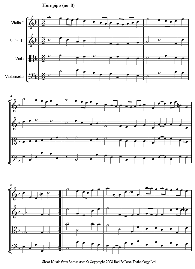 Handel - Hornpipe from Water Music sheet music for String Quartet Handel - Hornpipe from Water Music sheet music for String Quartet