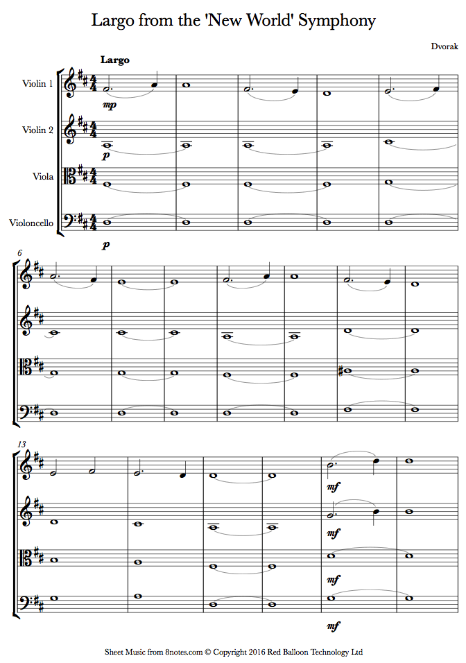 ﻿Dvořák Largo from the New World Symphony sheet music for String
