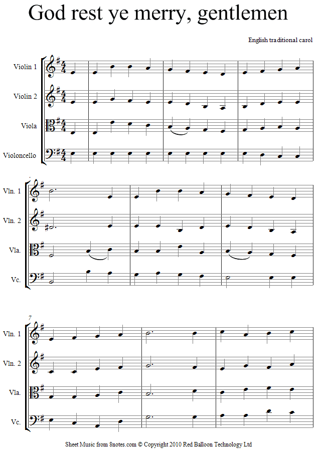 God rest ye merry gentlemen sheet music for String Quartet God rest ye merry gentlemen sheet music for String Quartet